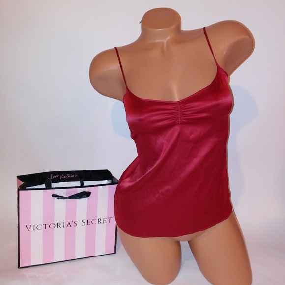 🌹Victoria Secret Red Camisole Tank Top V-Neck Sleep Shirt Pajama Comfy Cute PJ🌹 - Picture 2 of 8